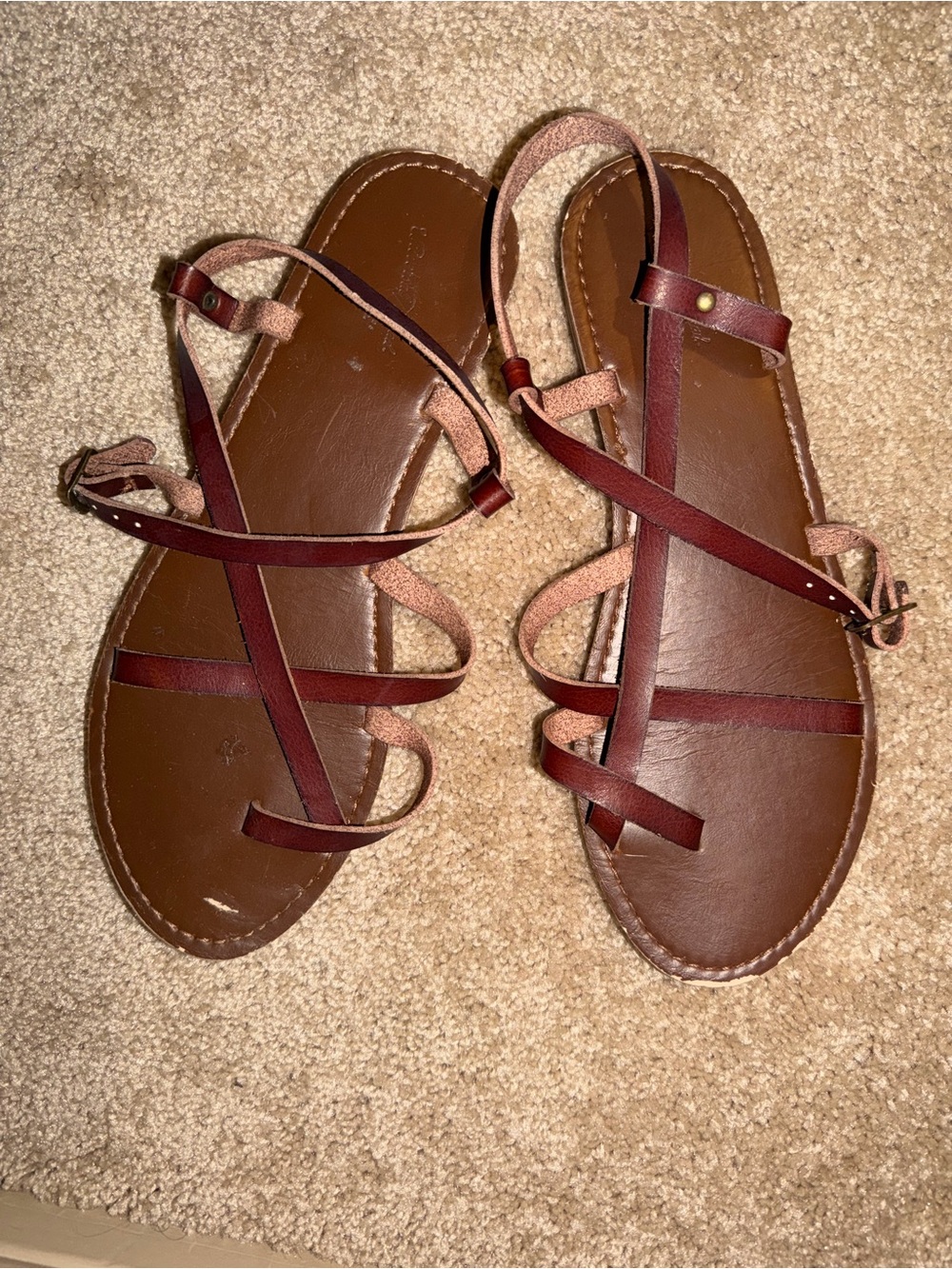 Universal Thread Burgundy Strappy Flat Sandals